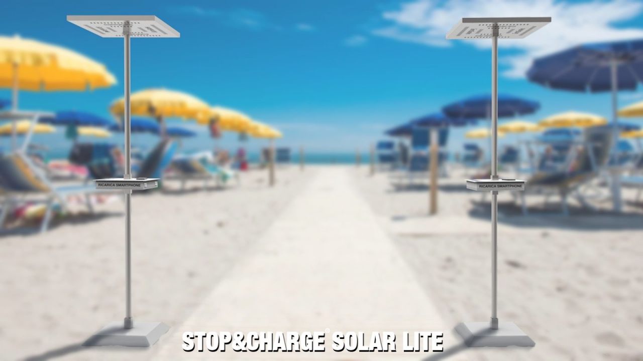 totem ricarica cellulari Solar lite in spiaggia