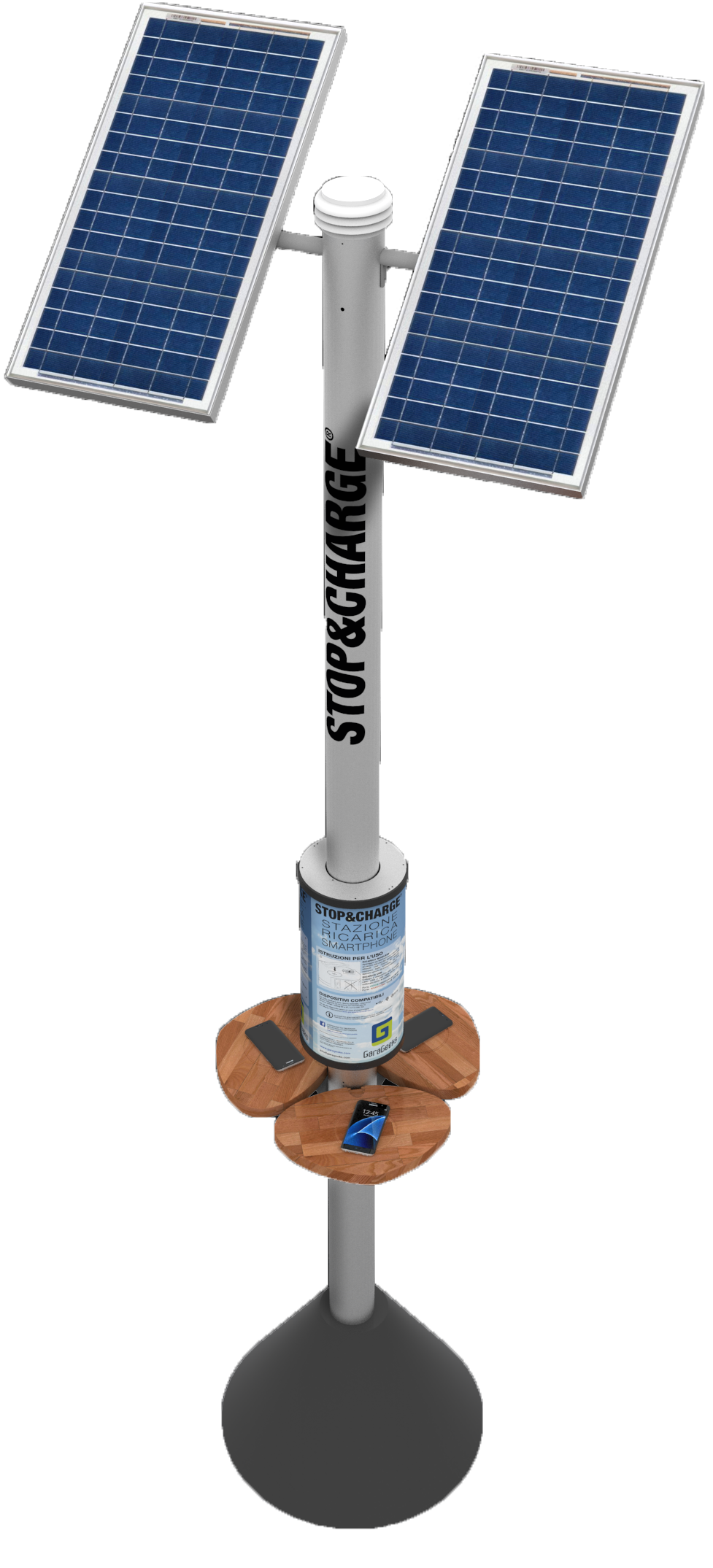 solar20 colonnina ricarica bici elettriche e cellulari